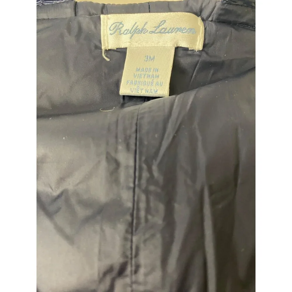 Ralph Lauren‎ Infant Boys 3M Navy Blue Quilted Puffer Down Snowsuit Overalls